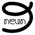 Spinonym "neun 9" (German for nine), five times the same glyph repeated in different orientations.