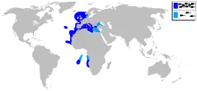 Map showing black seabream