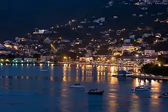 Saint Thomas Harbor at night