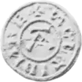 A black and white photo of an Anglo-Scandinavian coin