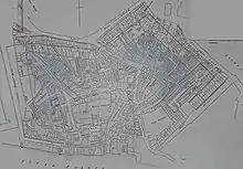 Plan drawn up for the St Katharine Dock Company showing the street and buildings which would need to be demolished to make way for the new dock