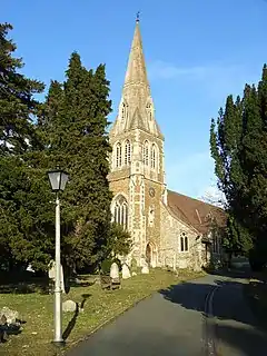 Church built of stone with a spire