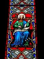 Stained glass window image of Saint Richard in St Ricarius Church, Aberford