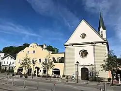 The former Prantshausen castle and the Church of Saint Sebastian