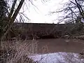 Sandstone aqueduct, carrying the Staffordshire and Worcestershire Canal over the Stour, a few metres before the river is joined by the River Smestow.