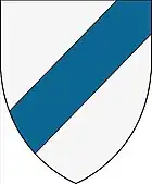 Coat of arms with blue diagonal left bar on silver (ancient)