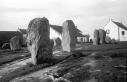 Alignments of standing stones at Ménec in Carnac in Brittany, France, 1937