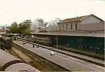 View of the station with metre gauge and normal gauge rails, 1979.