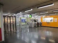 Ticket barriers at the mezzanine