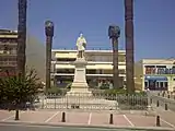 Statue of 19th-century Italian industrialist Giovanni Battista Serpieri, active here in the mines (sculp. Georgios Vroutos)