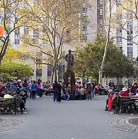 Statue of Chinese statesman Dr. Sun Yat-sen in Columbus Park, 2016