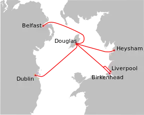 Isle of Man Steam Packet route map