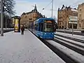 Modern tram on line 7 in the city centre