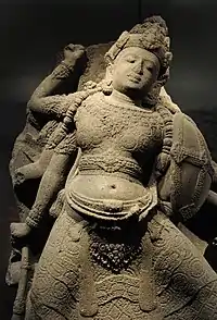 Batik motif on Durga Mahishasuramardini statue, Singhasari, 1275–1300