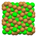 Space-filling model of the packing of Sr2+ and Br− ions in α-SrBr2