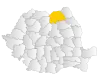 Map of Romania highlighting Suceava County