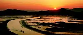 Photograph of Suncheon bay and reed fields in October, 2008.