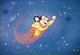 Late 1950s/1960s depiction of Mighty Mouse used in the opening of TV prints of some cartoons