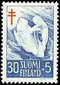 1956 Finnish stamp with a mute swan