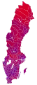 Votes by municipality as a scale from red/Left-wing bloc to blue/Centre-right bloc.