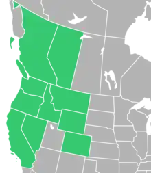 Symphyotrichum campestre distribution map: Canada — Alberta and British Columbia; US — California, Colorado, Idaho, Montana, Nevada, Oregon, Washington, and Wyoming