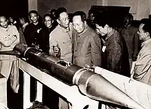 Mao Zedong inspecting a T-7M rocket after its successful launch