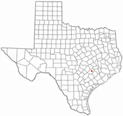 Location of La Grange, Texas.
It can be found at the intersection of State Highway 71 and U.S. 77, about an hour's drive east of Austin.