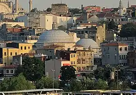 Domes of the Tahtakale Hamam on the skyline