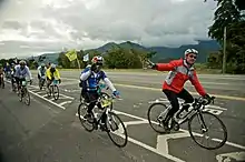 Bicyclists on Highway 23 in Fuli Township