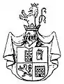 The in 1643 granted coat of arms of Martin Tanche.Drawing in H. Storck: Dansk Vaabenbog, Copenhagen 1910