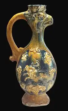 A Tang sancai ewer, mainly in blue, 8th-9th century