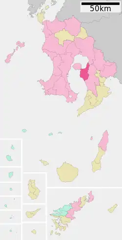 Location of Tarumizu in Kagoshima Prefecture