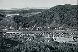 Taylorville (foreground) and Wallsend (far side of Grey River)