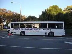 Temporary bus stations were set up after the February 2011 earthquake at the edge of the city centre