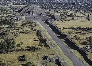 Image 8The Avenue of the Dead in Teotihuacan originates with the Pyramid of the Moon, forming the basis of the city grid. (from History of cities)