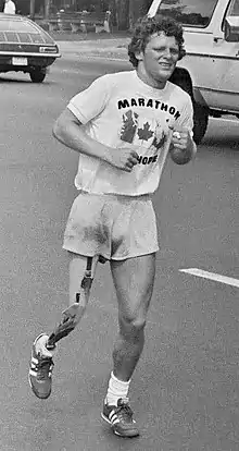 Terry Fox during his marathon in 1980