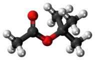 Ball-and-stick model of the tert-butyl acetate molecule