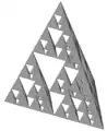 The third iteration of the Sierpinski tetrahedron.