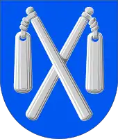 Two flails pictured in the coat of arms of Teuva