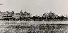 It shows, left to right, Ross Hall, Old Main, and Foster Hall.