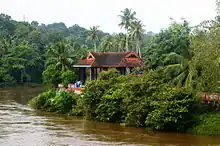 Thazhoor Bhagavathy Kshetram Temple on the banks of River Achankovil - View from Thazhoor bridge