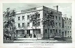 The first presidential mansion, Samuel Osgood House in Manhattan, occupied by Washington from April 1789 – February 1790