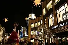 The Grove at night during the holiday season