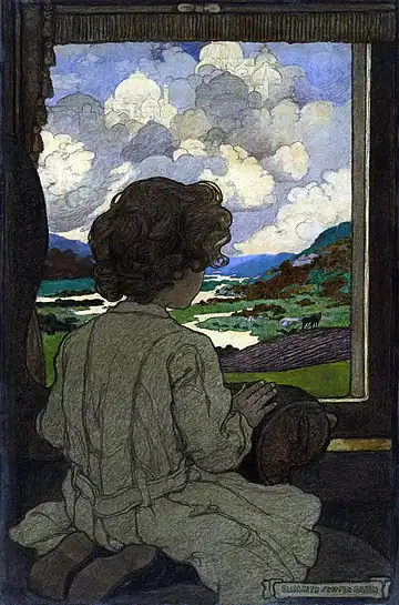 Elizabeth Shippen Green, The Journey, illustration for Josephine Preston Peabody's "The Little Past", which relates experiences of childhood from a child's perspective.