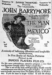 The Man from Mexico, a 1914 silent film produced by the Famous Players Film Company and Daniel Frohman