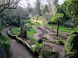 View across garden.