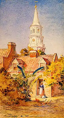 The Rector's Kitchen and View of St. Michael's, Alice Ravenel Huger Smith, c. 1910–1915