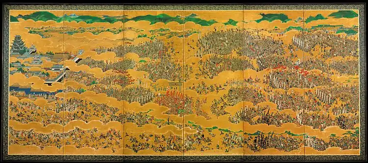 Japanese painting of the Siege of Osaka (1615)