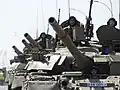 Cypriot T80 main battle tanks during the October 1st parade in Nicosia.