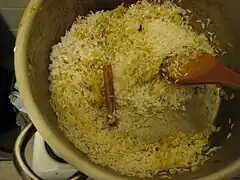 Step 2—Ghee rice, frying the rice